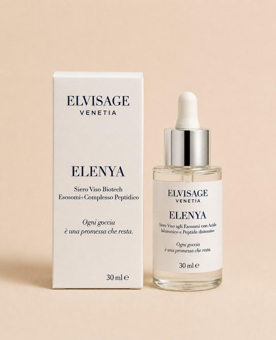 Elenya – Siero Viso agli Esosomi con Acido Ialuronico e Peptide Distensivo (30 ml)